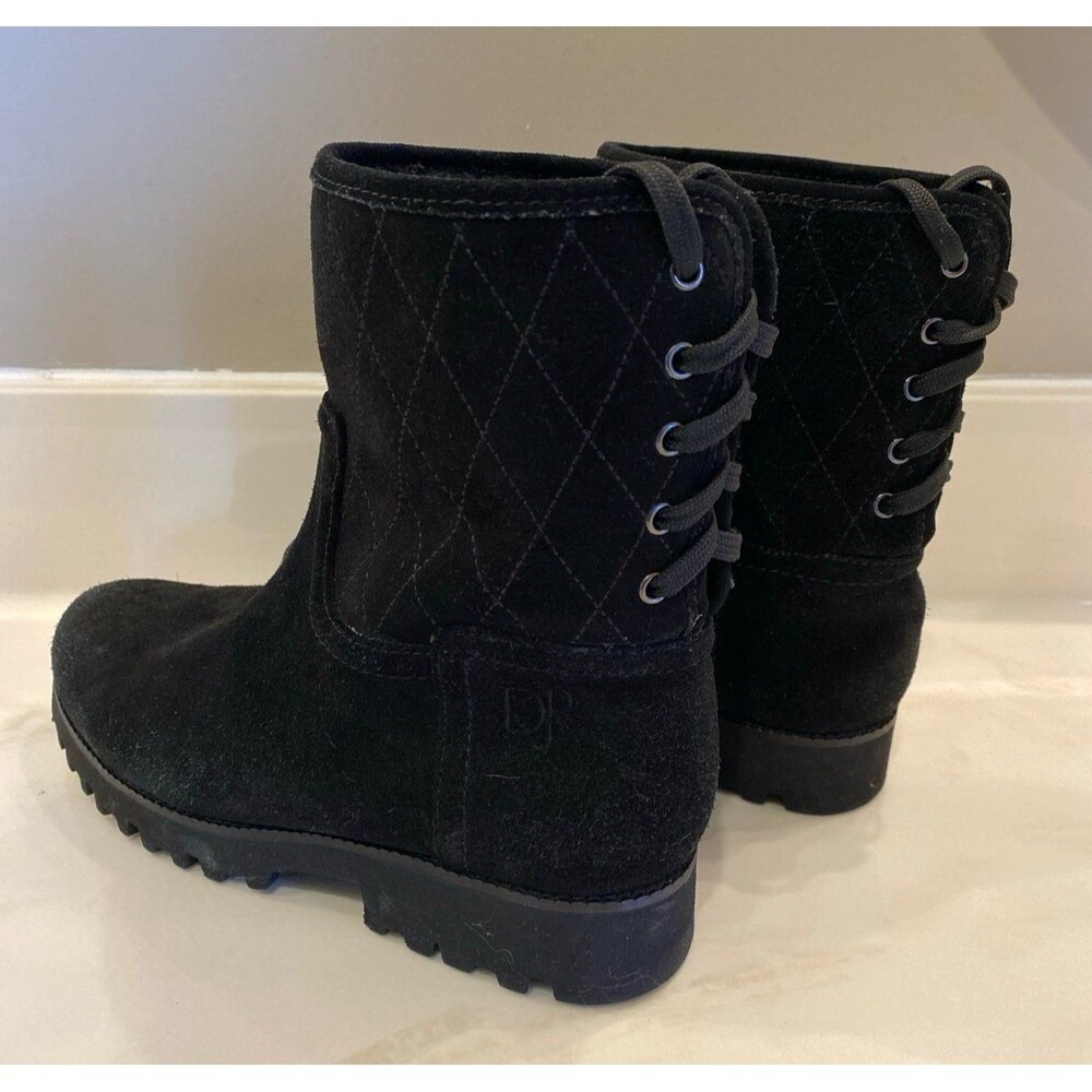 Donald J Pliner Rani Quilted Shearling Boots Womens‎ 6M Black Suede Like New